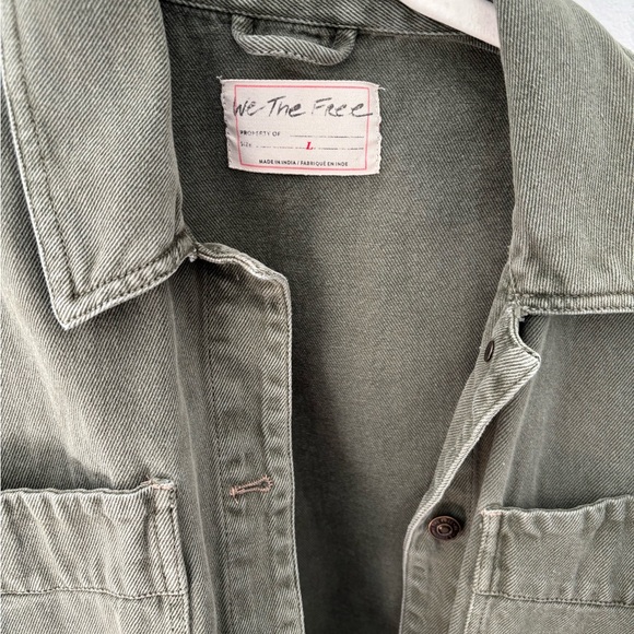 We The Free Sage Green Denim Shacket - Picture 2 of 6